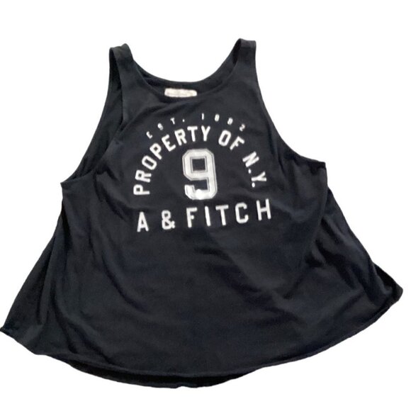 AF Abercrombie & Fitch Graphic Tank Top #9 Property of NY Sz XS Black 145i - Picture 2 of 6